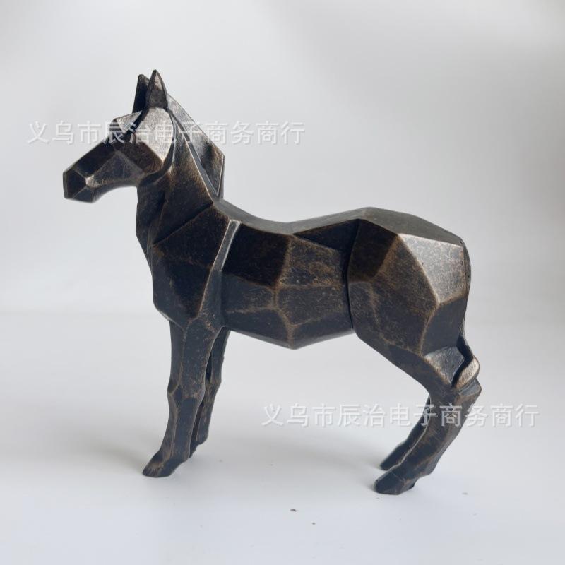 Новый полимерный статуэтка-украшение, лошадь в гранёном стиле, полимерное украшение для дома, офиса, рабочего стола