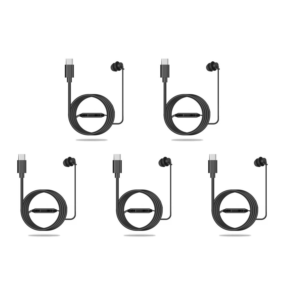 1/3/5Pcs 3.5mm/Type-c Wired Earbuds In Ear Headphone Soft Silicone Single Side Earplugs with Mic for Android Phone MP3 Players