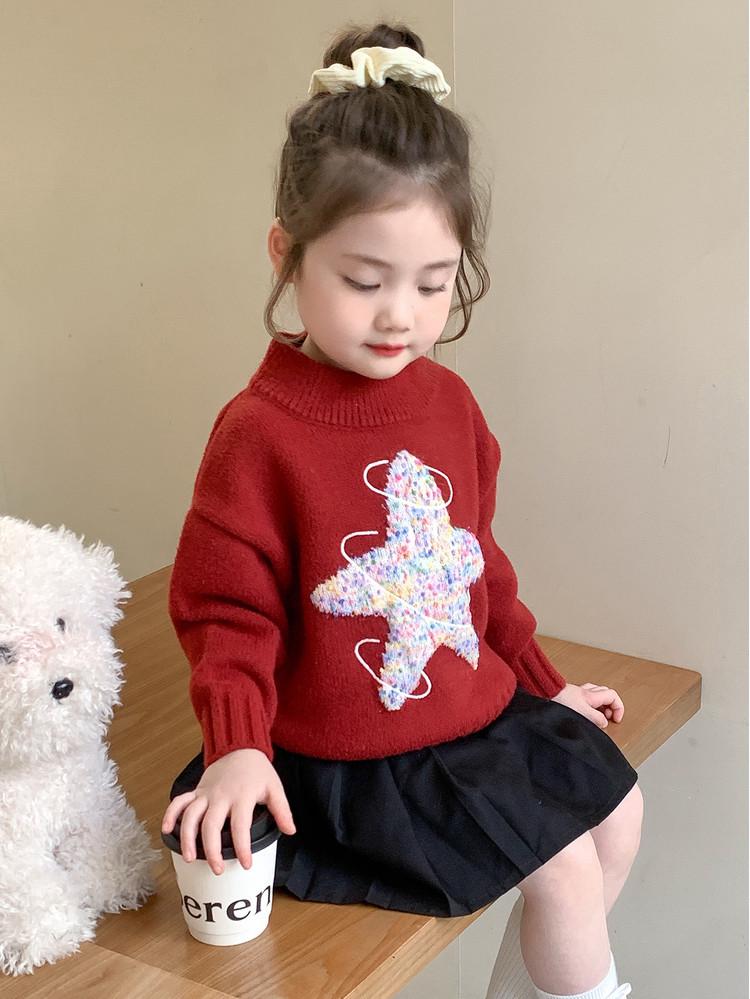 

Meng Tangtang Winter Knitwear: New Year Baby Base Layer, Children s Thick Korean-Style Autumn Sweater for Girls 130 cm червоний