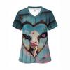Womens V-Neck Short Sleeve T-Shirt With 3D Print Design Lightweight Breathable Casual Daily Wear
