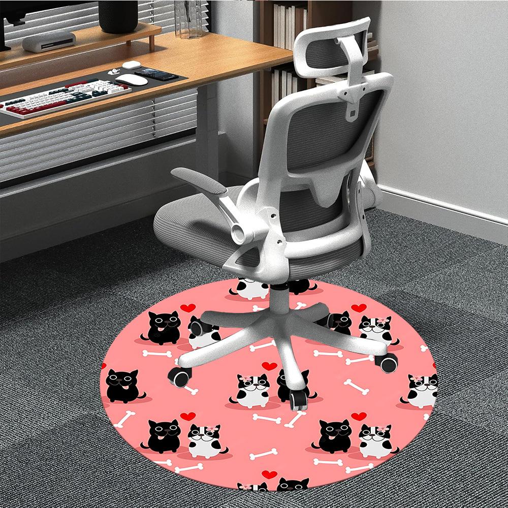 

1pc Cat Bone Heart Pattern Chair Carpet for Office, Non slip, Soft and Durable Office Rug for Interior Decoration 80cm