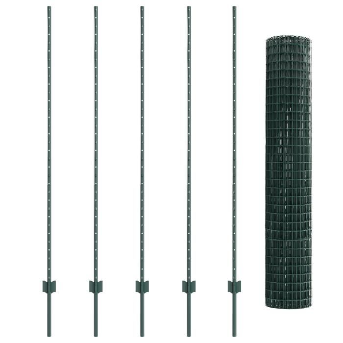 VidaXL Clôture Euro avec 5 poteaux en U Vert 1.6x10 m Acier 3335971
