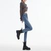 Autumn and Winter Pencil Pants High Waist Breasted Belly Thin Elastic Nine-point Jeans Women