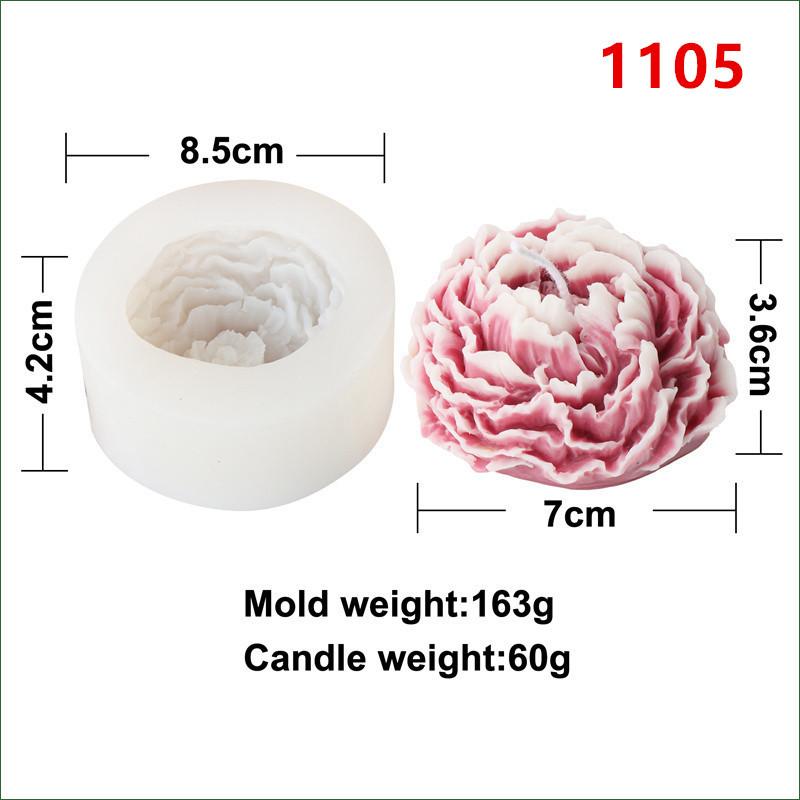 Peony Flower Silicone Soap Molds 3D Resin Candle Molds Flower Fondant Silicone Mold for Handmade Cake Decoration Cupcake Jelly C