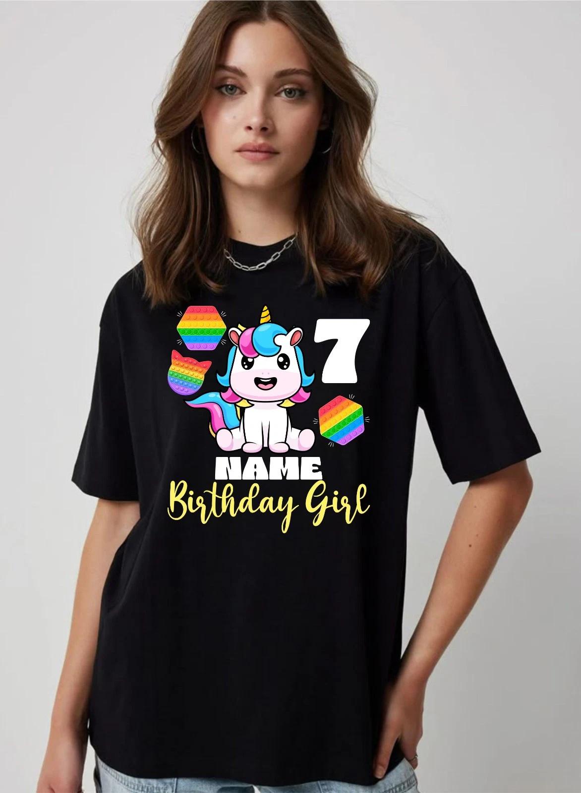 Personalised Birthday Girl Tshirt, 7th Birthday Shirt, Gift for Girl Tee Top 3XL