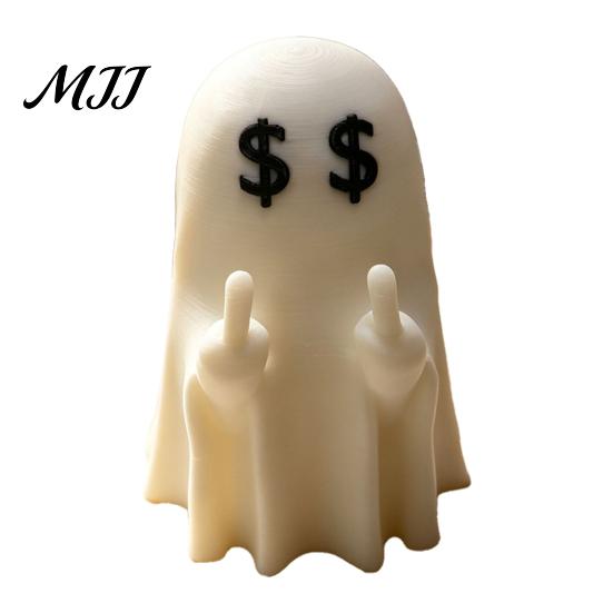 Ghost Gift for Halloween Figurine, 3D Printed Cute Rock Statue, Small Flat Surface Decor Funny Coffee Table Centerpieces Shelf Mantel Ornaments