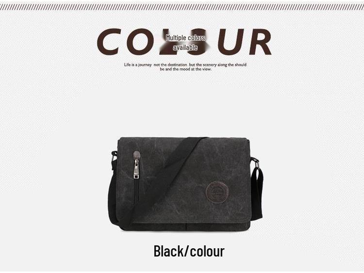 Q Men's Large Capacity Canvas Shoulder Bag - Business Casual Crossbody Briefcase