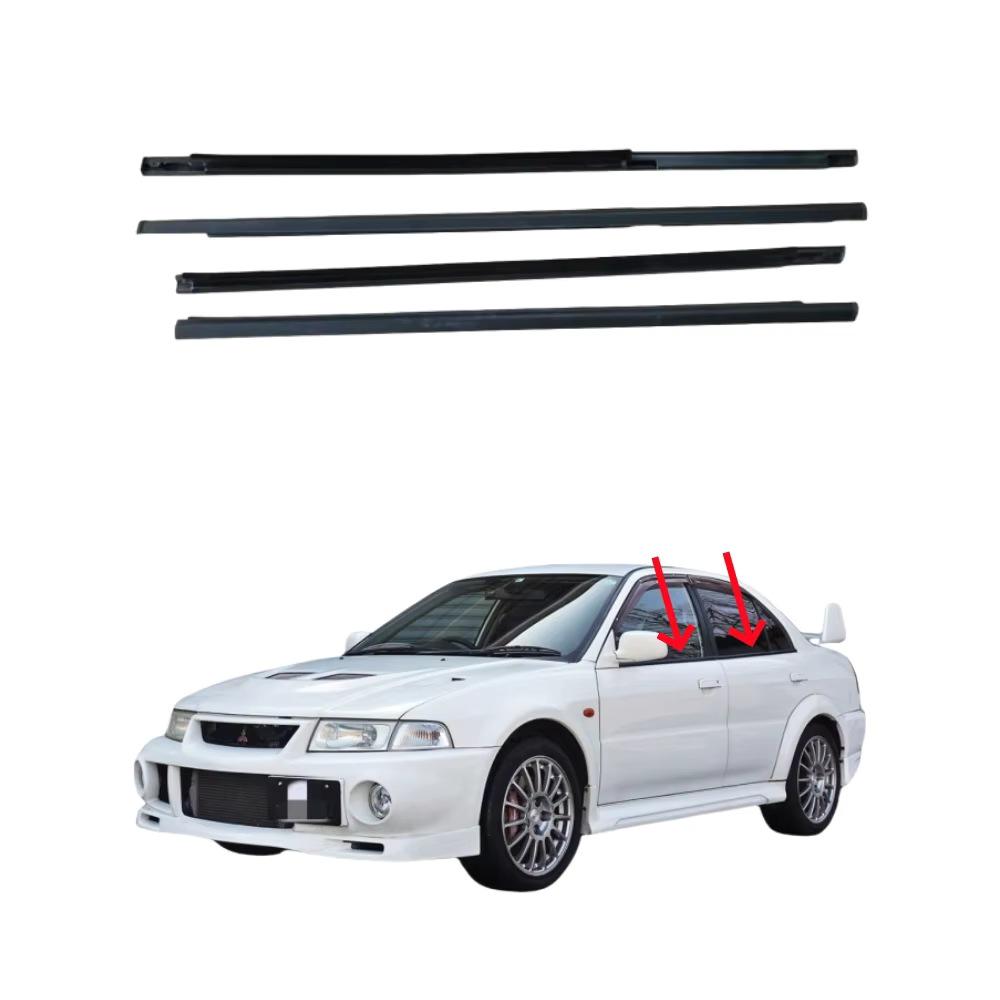 Mitsubishi Lancer 1995-2000 Window Trim: Water-Blocking Sealing Wiper Strips & Outer Glass Pressure Strips
