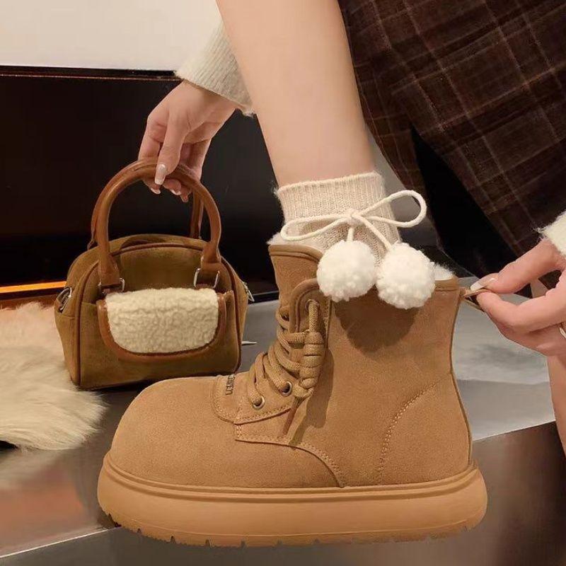 

Женские ботинки Bala новые на толстой подошве утолщенные хлебные зимние снежные уродливые милые с большой головой бархатные теплые хлопковые туфли 40 верблюд