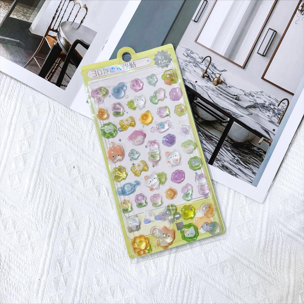 Imported original NEKONI cartoon animal panda cat 3D relief sticker scrapbook Diy Journal cute stationery sticker