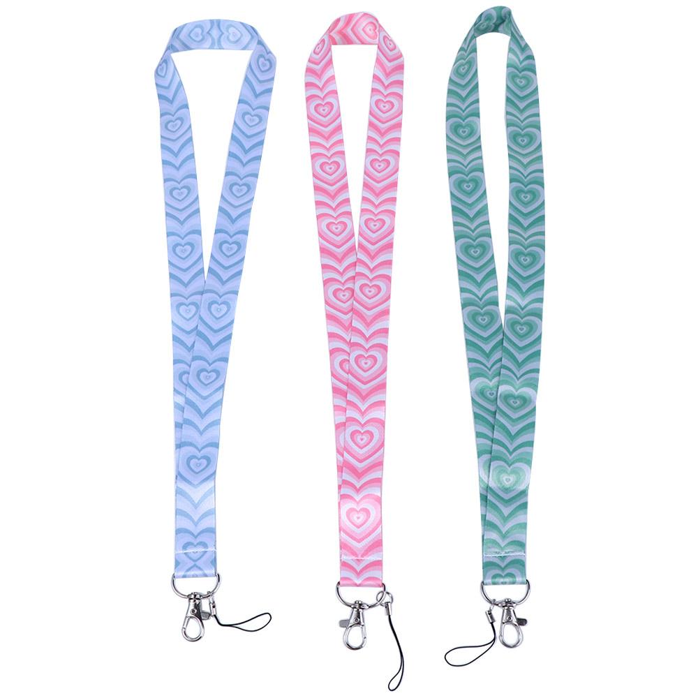 Mobile Phone Strap Keychain Love Neck Strap Heart Lanyard ID Card Pass Hang Rope Badge Holder