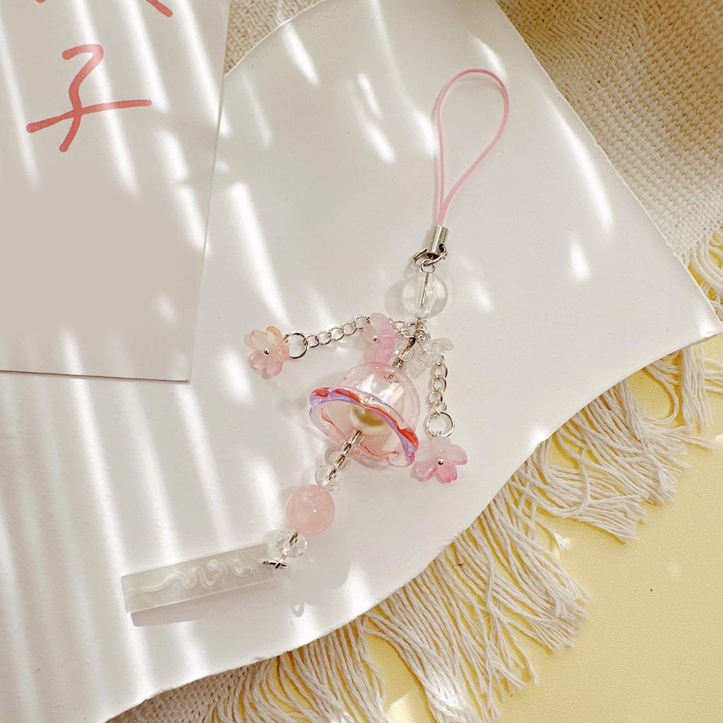 Handgefertigtes Quallen-Windspiel Glasblumenanhänger Handy-Anhänger Dekoration für Naturliebhaber Täglicher lässiger Gebrauch