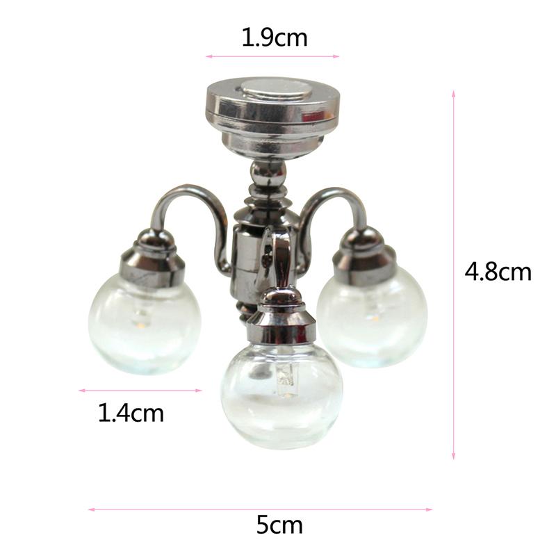 1:12 Dollhouse Mini 3 Arm Ceiling Lamp Chandelier Led Lamp Wall Light Decor Toy