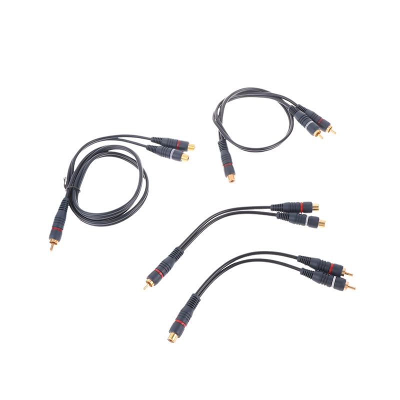 Distributor Converter Speaker Gold Cable Cord Line Cooper Wire 2 Rca Female To 1 Rca Male Splitter Cable Audio Splitter