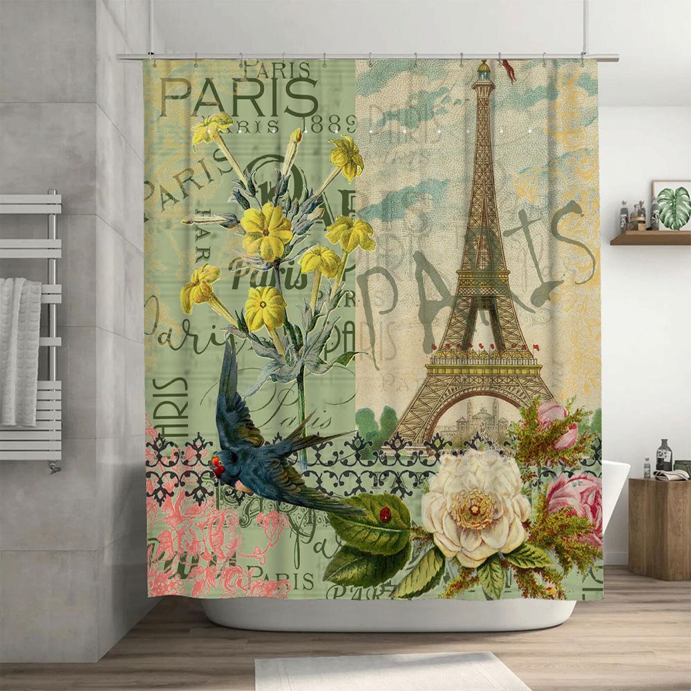 Eiffel Tower Shower Curtain Decorative Home Bathroom Supplies