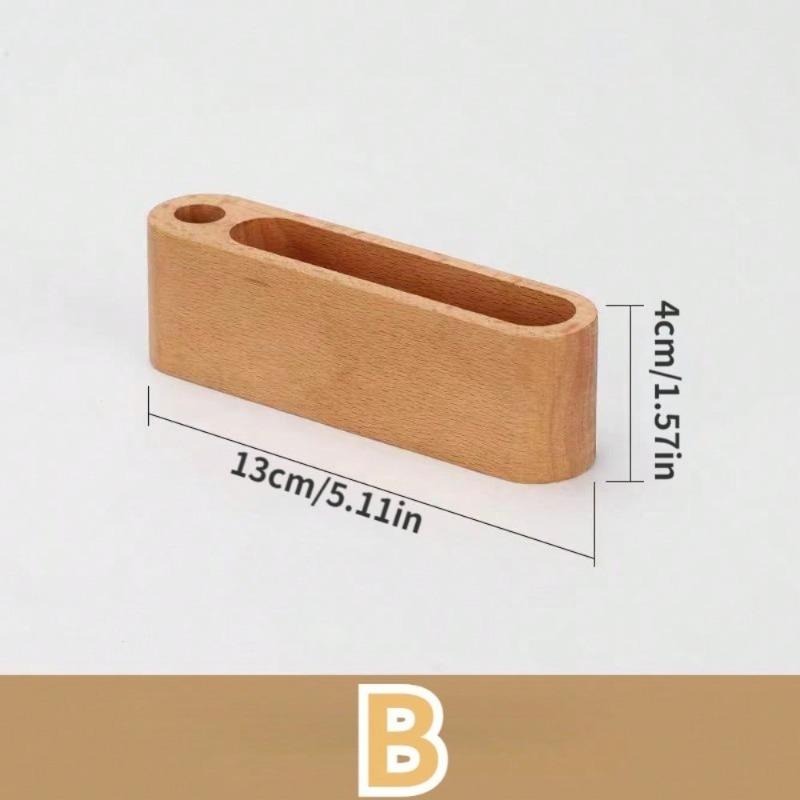 Wooden Business Card Holder with Pen Slot Desktop Display Stand Memo Note Holder and Storage Organizer Office Desk Accessory