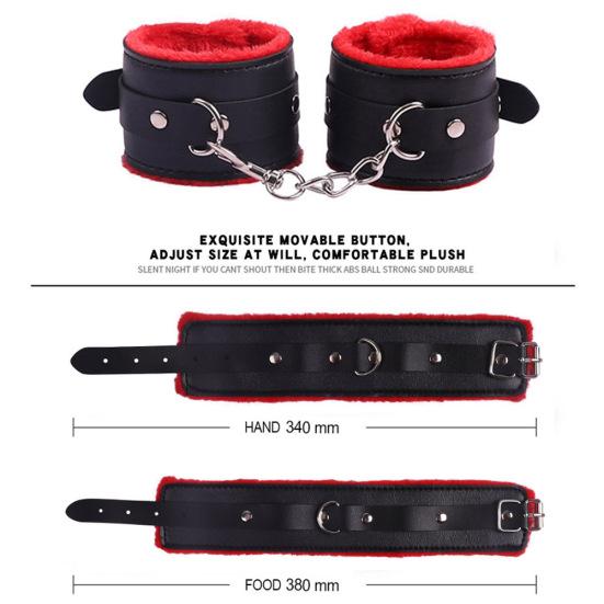 10-teiliges Sexspielzeug-Set für Erwachsene, Handschellen, Fußschellen, Peitsche, Augenbinde