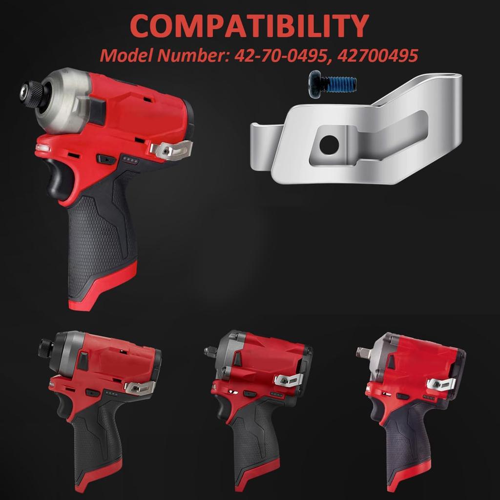 Belt Clips 42-70-0495 Drill Tool Clips Hook Kit with Screws for Drill Impact Wrench Hexagonal Driver Hydraulic Driver