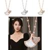 Stylish Titanium Steel Locking Chain Necklace With Inlaid Ginkgo Leaf Pendant For Trendy Women