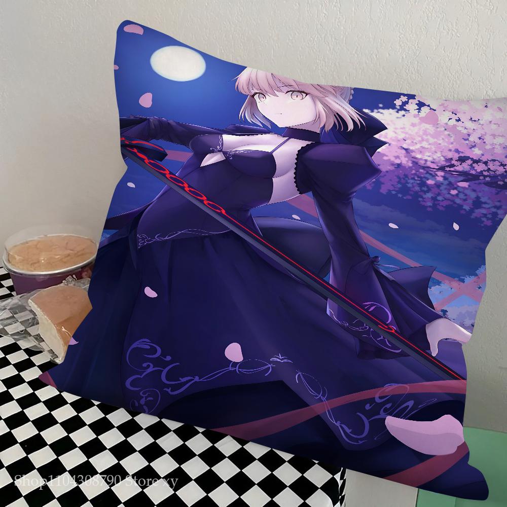 Anime Fate Zero Stay Night Saber Pillow Case Square Pillow Bedroom Sofa Leisure Comfort Cushion Car Living Room Home Decoration