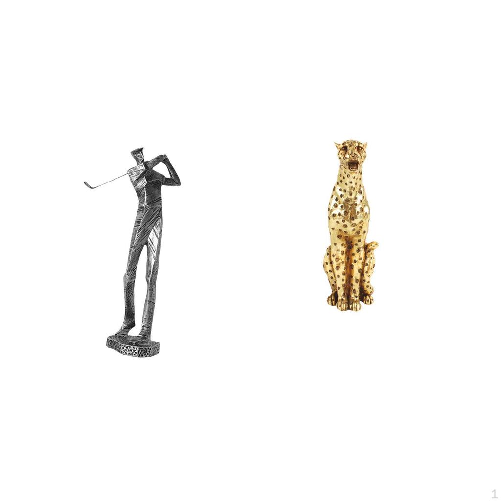 Modern Golfing Cheetah Resin Figurine Sculpture Decorative Tabletop Ornament for Golf Lover Office
