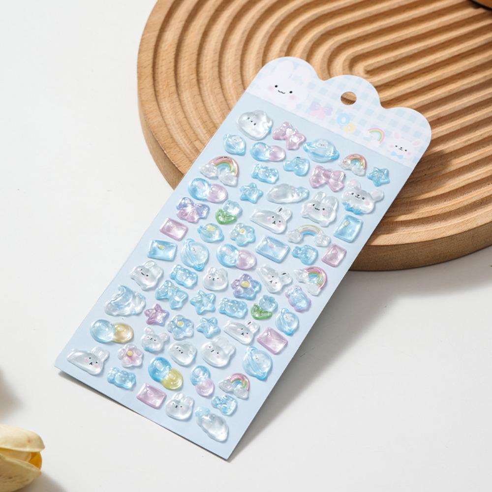 Embossed Animal 3D Crystal Sticker Melody PVC Cartoon Animal Sticker DIY Crafts Relief Decorative Sticker Water Cup Decoration