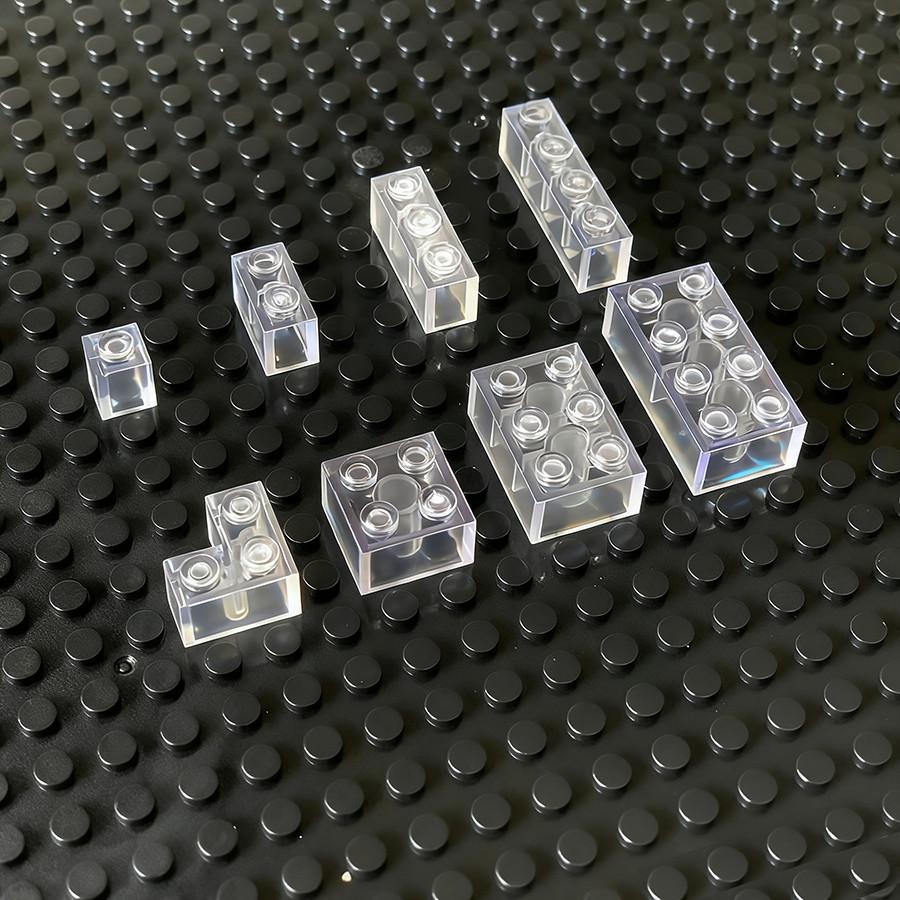 55 Pcs Small Particles Mix Bricks Transparent Clear White Thick Brick Model Classic Bulk Parts Building Blocks Gifts Toys for Children