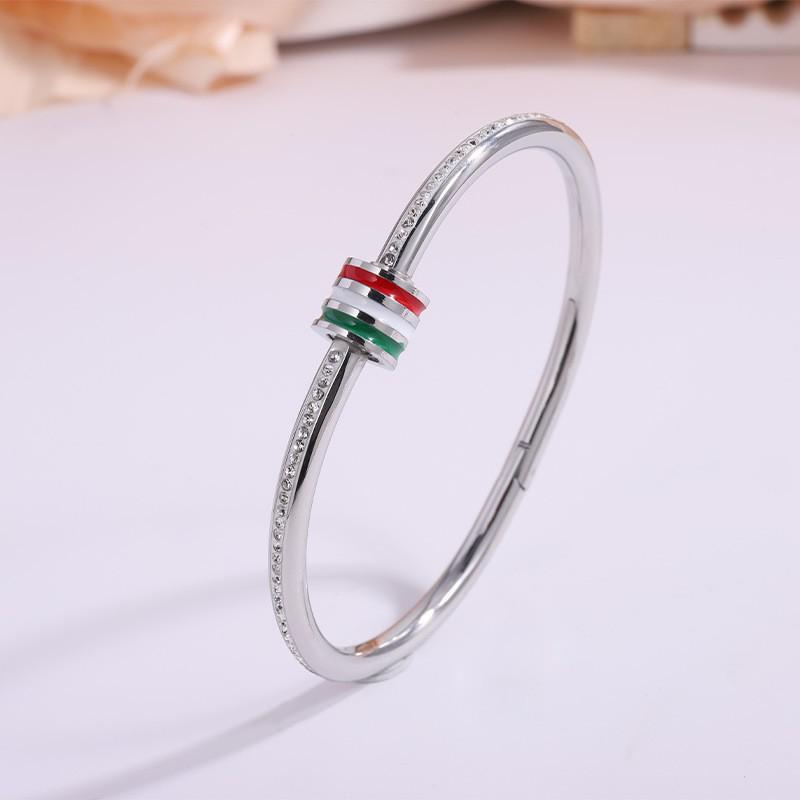 Starry Sky Full Diamond Titanium Steel Bracelet – Versatile, No-Fade Silver Women's Fashion Accessory