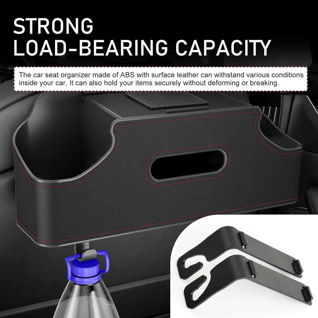 Car Back Seat Storage Box, Leather Car Seat Back Multifunctional Organizer, Detachable Partition Design Backseat Storage Box for Cars, Great Fit for