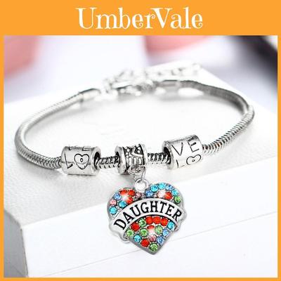 Exquisites Familienmitglieder Eingelegtes Buntes Strass Liebesherz Armband Geschenk Für Liebste
