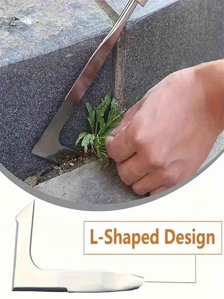 1 Stück, Fugenunkrautstecher aus Edelstahl, L-förmiges Mehrzweck-Gartenhandwerkzeug, 13,5 Zoll, Metallgriff, zur Unkrautentfernung im Hof, auf der Terrasse, am Auto