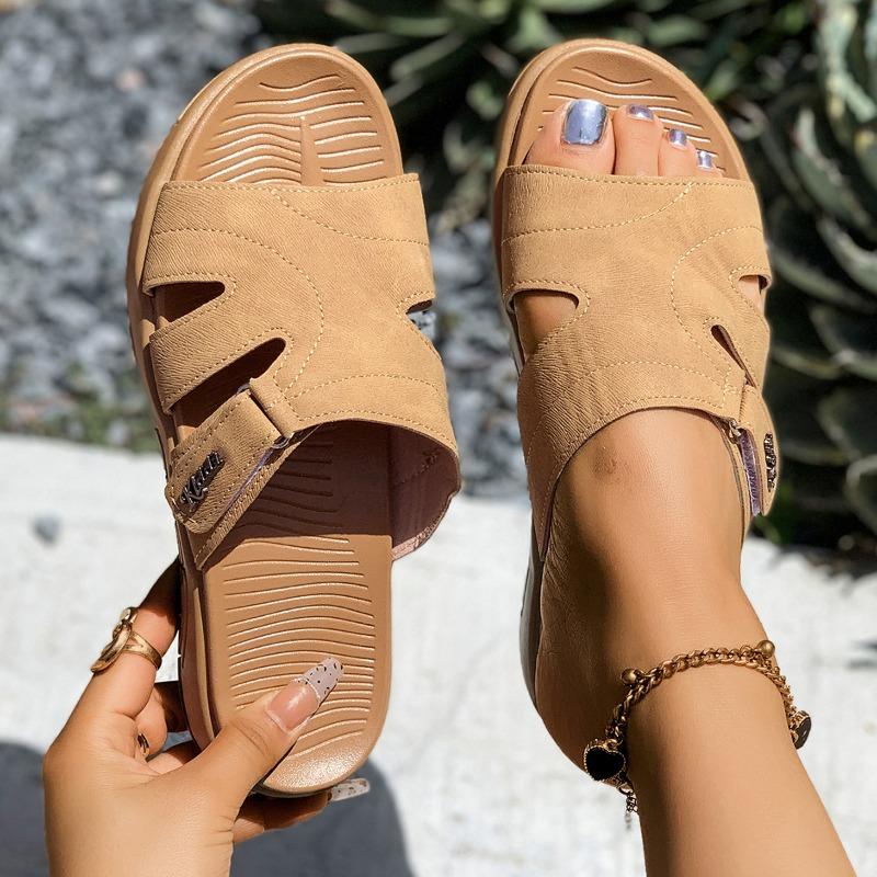 Women’s Retro Open-Toe Platform Slide Sandals Soft Summer Shoes