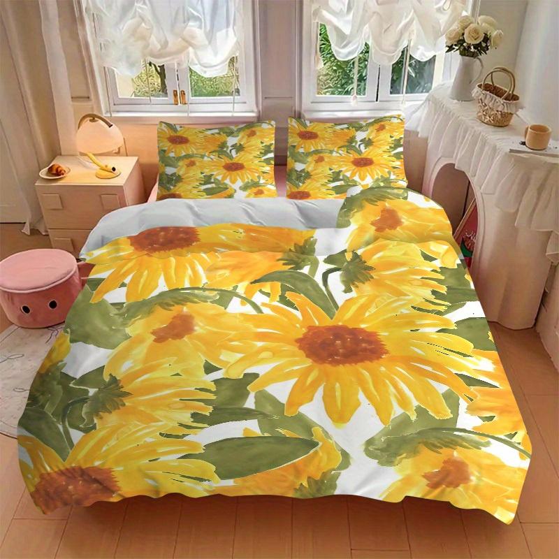 3pcs Sunflower Pattern Bedding Set, Ideal for Home Use, Suitable for Bedroom Decor (1*Duvet Cover + 1/2*Pillowcases, No Core) yy250821210