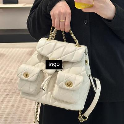 Neue Damen Tasche Lammfell Rucksack Rauten Kette Mode Rucksack Einzel Schulter Umhängetasche