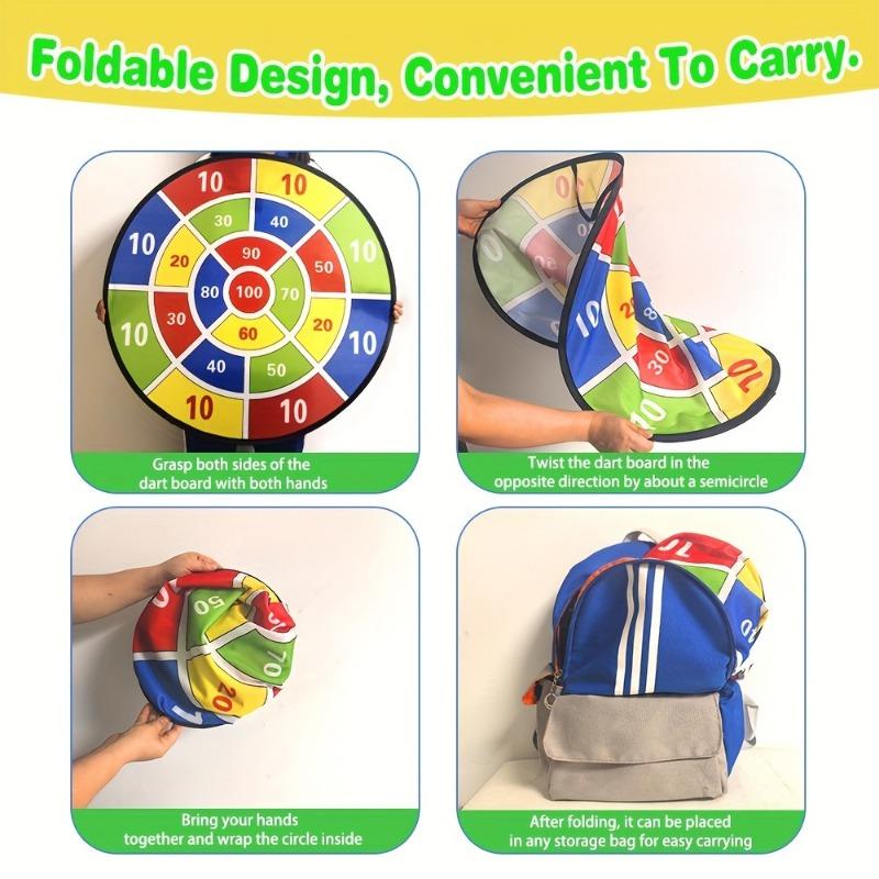 1SET Set Dartboard Mare pentru Tineret - Conține 12 săgeți colorate lipicioase pentru a îmbunătăți coordonarea ochi-mână și se pliază pentru portabilitate