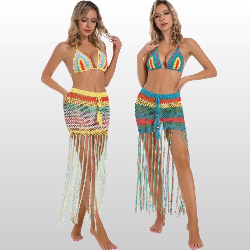 

Handmade Crochet Long Dress Bikini Set Swimsuit Large жовтий