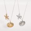 Sweet Starfish Shell Collarbone Chain Seaside Vacation Women Pearl Pendant  Summer