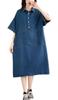 Denim Dress Dress Long Denim Shirt Summer Clothes Collar Short Sleeve Large Pockets Plus Sizes Slimming Stylish Casual Date Adult Elegant Cute Midi