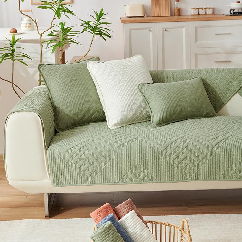 Cotton Sofa Cushion Four Seasons Universal Pure Cotton Nordic Non-Slip Fabric Cushion Simple Modern Summer Leather Cover Cover