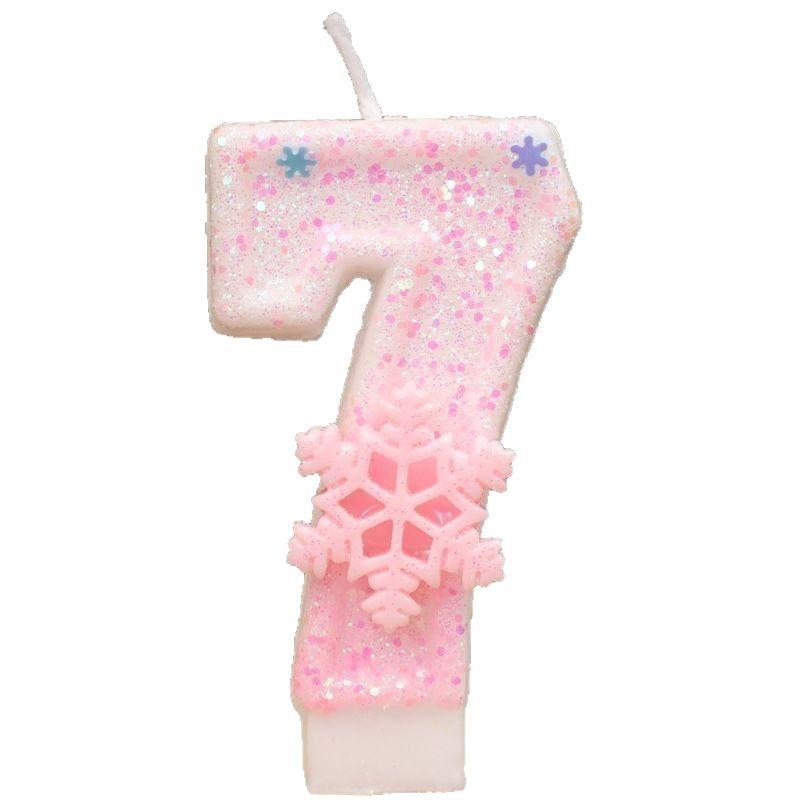 Handmade Pink Snowflake Digital Birthday Candle New Creative Cake Birthday Party Candle