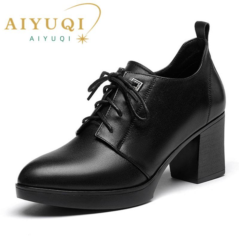 Fashion AIYUQI Women Dress Shoes Spring British Style 2024 New Genuine Leather Lidies Single Shoes Large Size Women Work Shoes