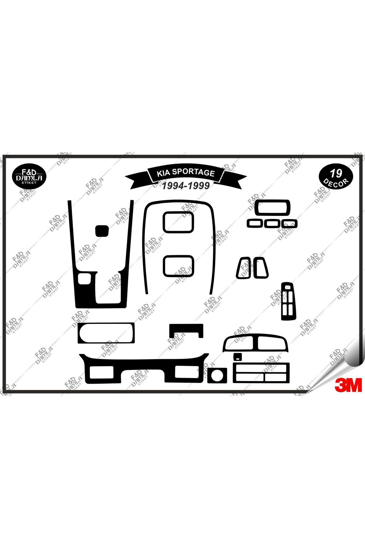 

Kia Sportage 1994-1999 Torpido Konsol Trim Göğüs Maun Kaplama Set 19 Parça Siyah