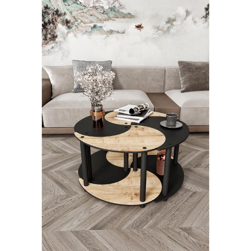 Yin Yang Unity Serenity Coffee Table Set Of 4 Black Oak 70 Cm