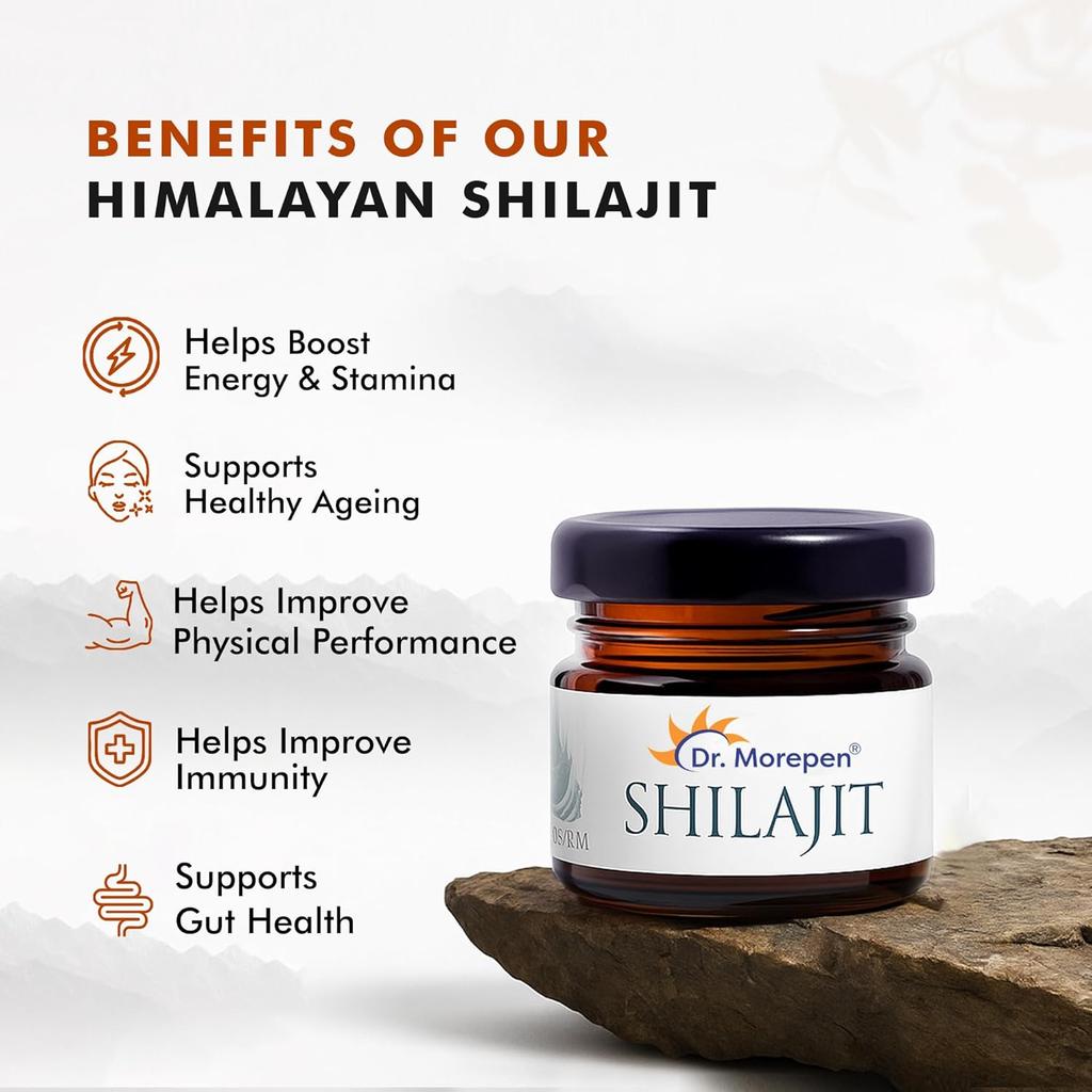 DR. Morepen Shilajit Harz Reiner Himalaya-Extrakt Für Tägliche Wellness-Unterstützung Natürliche Saubere Formel Packung mit 1 15 g