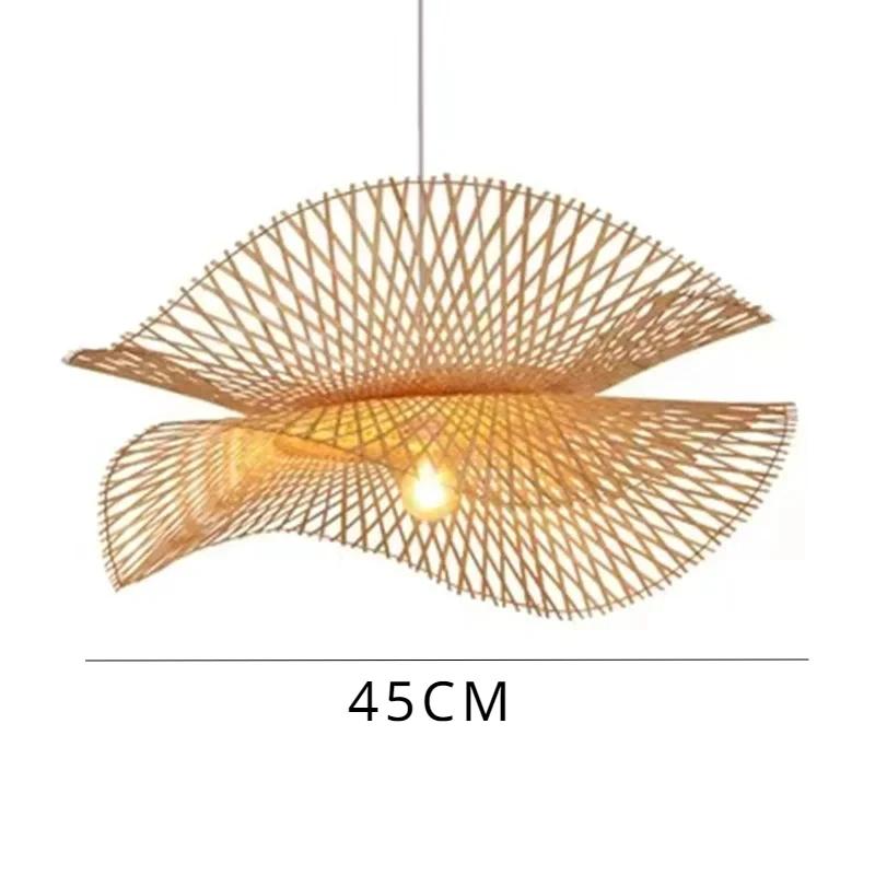 55CM Chandelier Teahouse Rattan Lamp Handmade Cafe Bar Garden Dining Room Bedroom Wicker Rattan Lighting Fixture