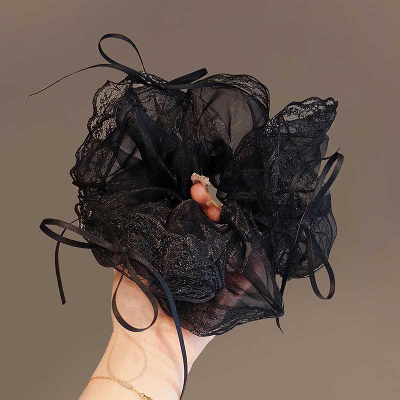 Chic Floral Lace Bow Scrunchie - Korean Style