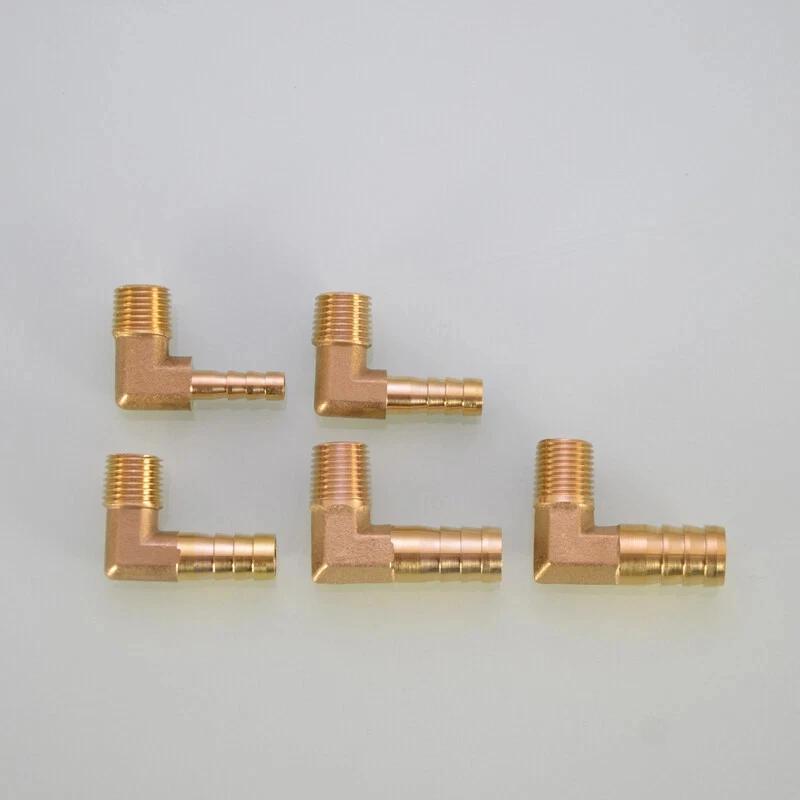 Messing 1/8" 3/8" 1/4" 3/4" BSP 90 Grad Außengewinde Winkelstück Schlauchtülle Stacheltülle Luft Gas Fitting Pagodenverbinder 6/8/10/12/14/19mm