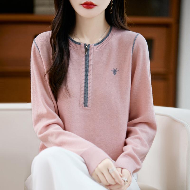 Women's Cashmere Sweater Qinghe Cashmere 30% Cashmere 70% Wool Autumn and Winter Pullover Warm and Fashionable