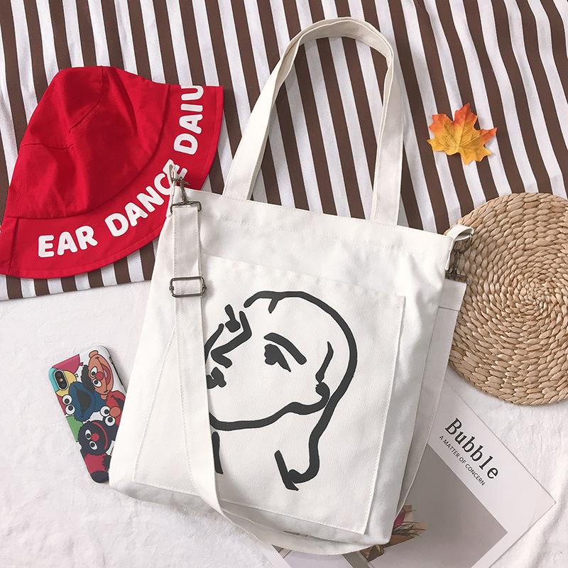 New canvas bag women's trend simple fashion women's bag shoulder bag fresh element handbag