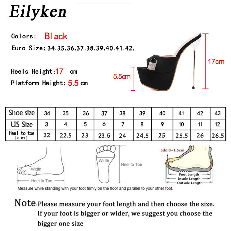 Eilyken Crystal Nightclub Wedding Women’s Slippers Sexy Platform Thin High Heels Summer Flock Party Sandals